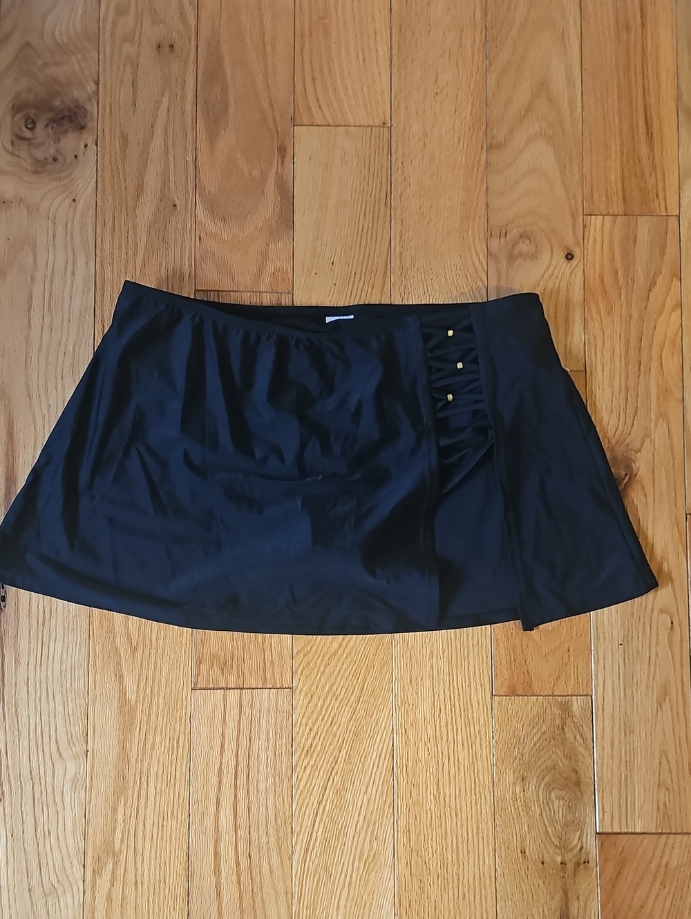 Time and Tru Black Women's Swim Skirt with Side Tab Detail